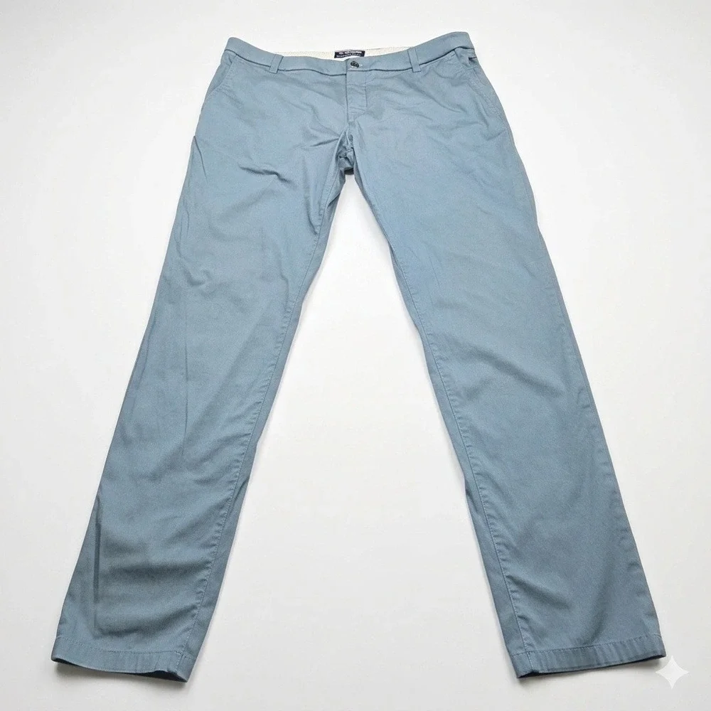 Birddogs Men 38x34 Performance Chino Pants Stretch Lined Blue Grey Flat‎ Front